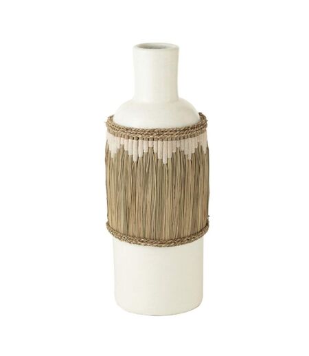 Vase Bouteille Déco Herbes 75cm Blanc