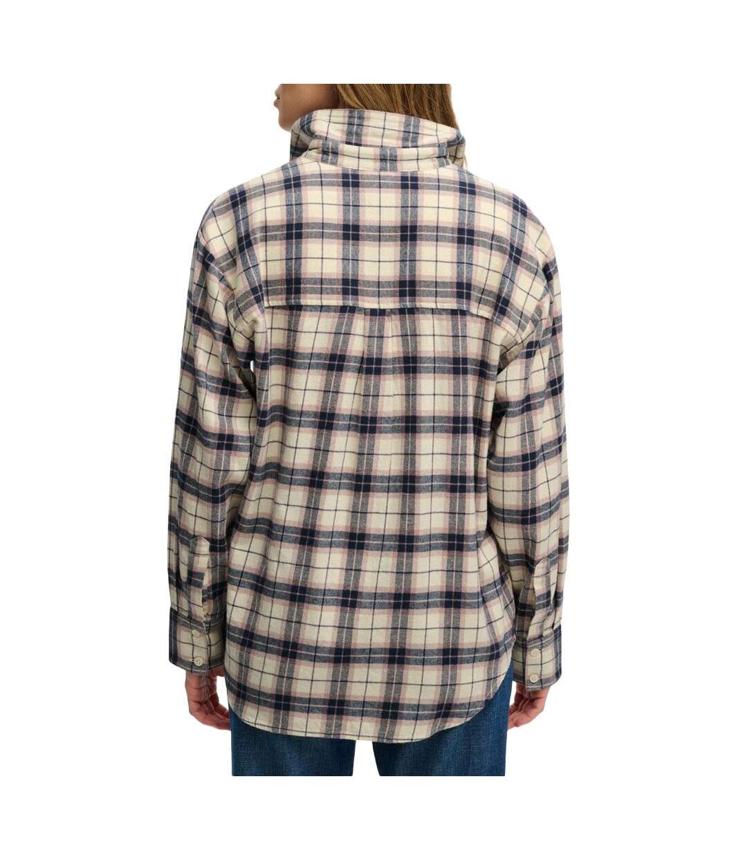 Chemise à carreaux écru/marine femme superdry check-2