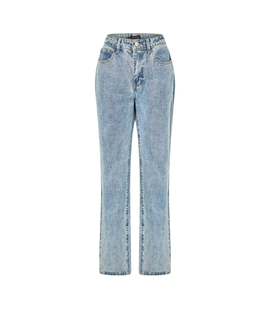 Womens/ladies Denim Zip Wide Leg Jeans Blue I Saw It First-1