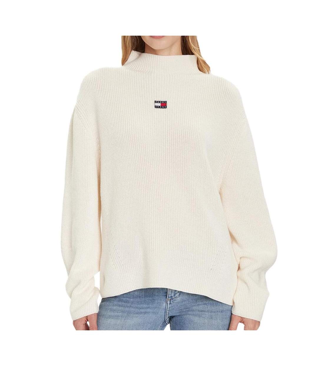 Pull blanc femme tommy hilfiger tjw mockneck badge s-1