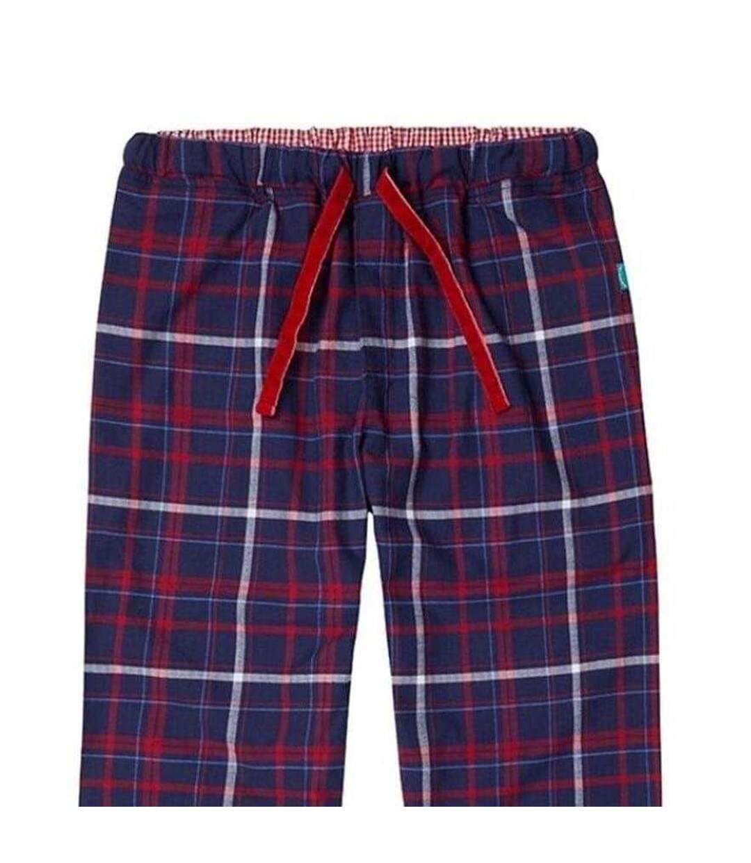 Mens Organic Cotton Tartan Lounge Pants Red Blue Loungers-2