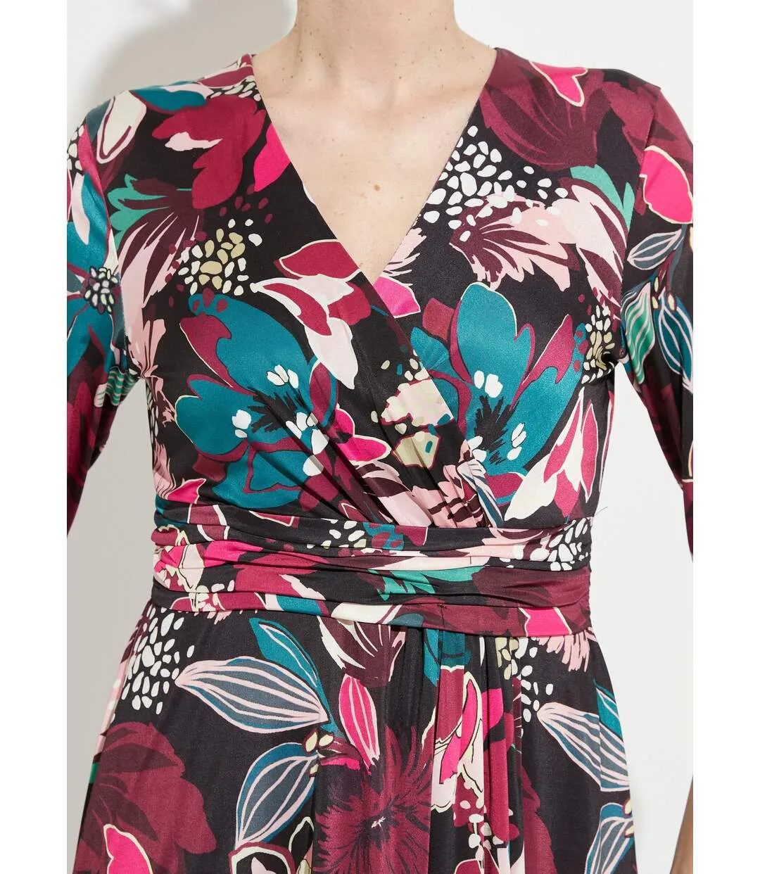 Robe cache-coeur courte évasée imprimé fleurs-3