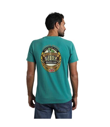 Mens beer guzzling back print t-shirt viridis Weird Fish