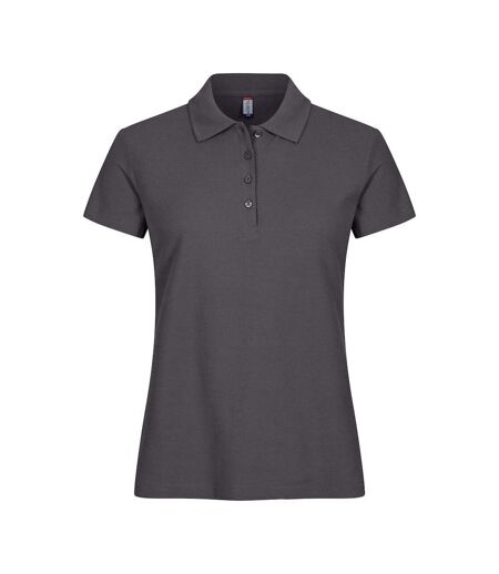 Womens/ladies Plain Polo Shirt Metal Grey Clique