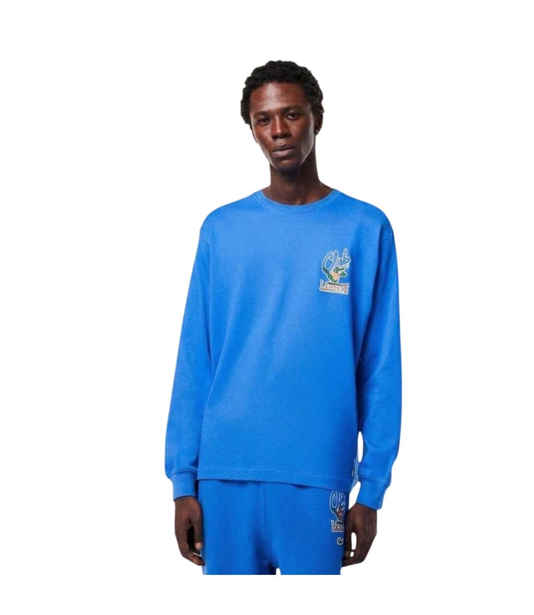 T-shirt Manches Longues Motif/style Imprimé Au Dos Adulte Bleu Lacoste-1