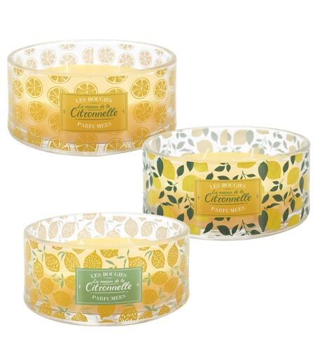 Lot de 3 bougies parfumées à la citronnelle collection LIMONE 3 pièces