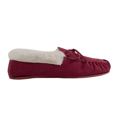 Eastern Counties Leather Womens/Ladies Hard Sole Wool Lined Moccasins (Crimson) - UTEL231