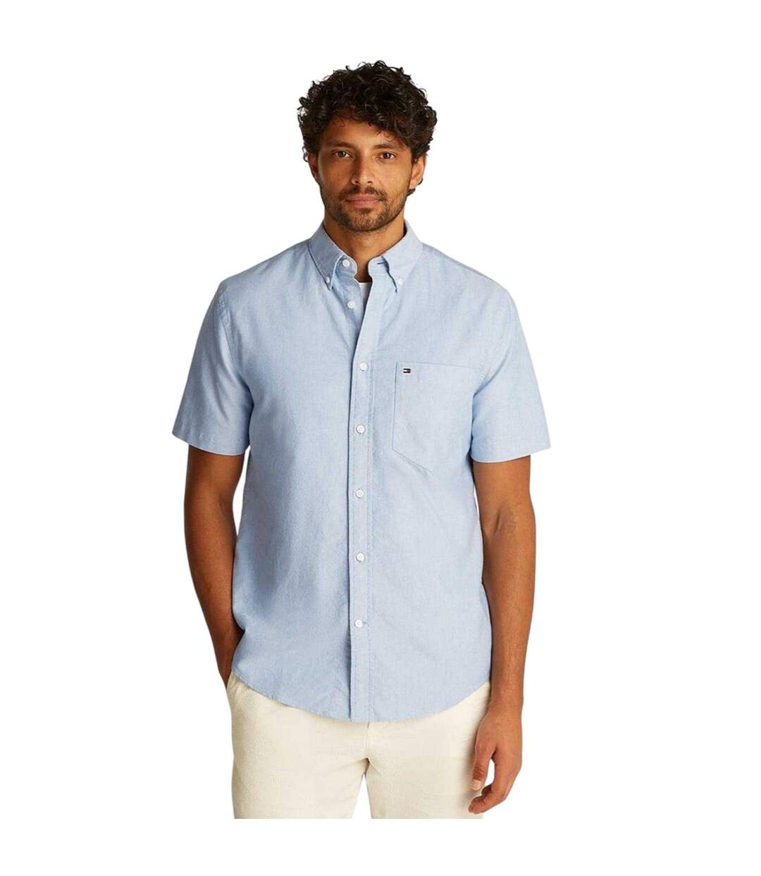 Mens Oxford Short-sleeved Shirt Blue Tommy Hilfiger-4