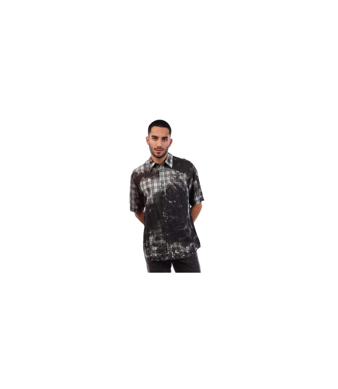 Chemise Manches Courtes Motif/style Motif Écossais Globe Homme Noir Diesel-1