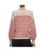 Pull beige/rouge femme vila poca-2