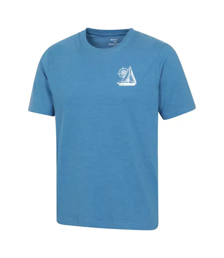 Mens Sailboat T-shirt Bright Blue Mountain Warehouse