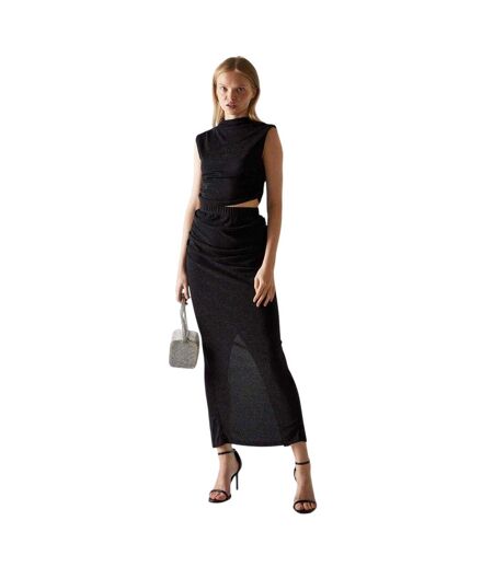 Jupe Mi-longue Motif/style Paillettes Femme Noir Glamorous
