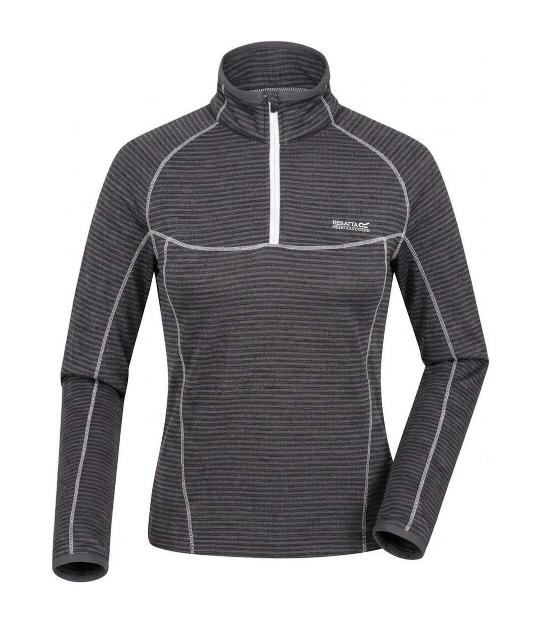 Sweat Cintré À Manches Longues Raglan Et Col Montant Zippé Yonder Femme Gris Foncé Blanc Regatta-1