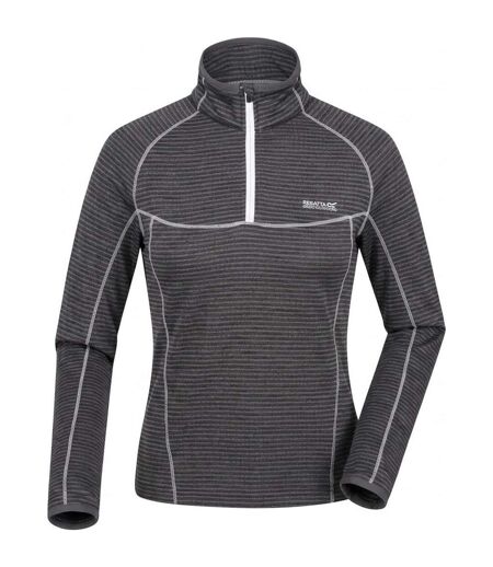Sweat Cintré À Manches Longues Raglan Et Col Montant Zippé Yonder Femme Gris Foncé Blanc Regatta