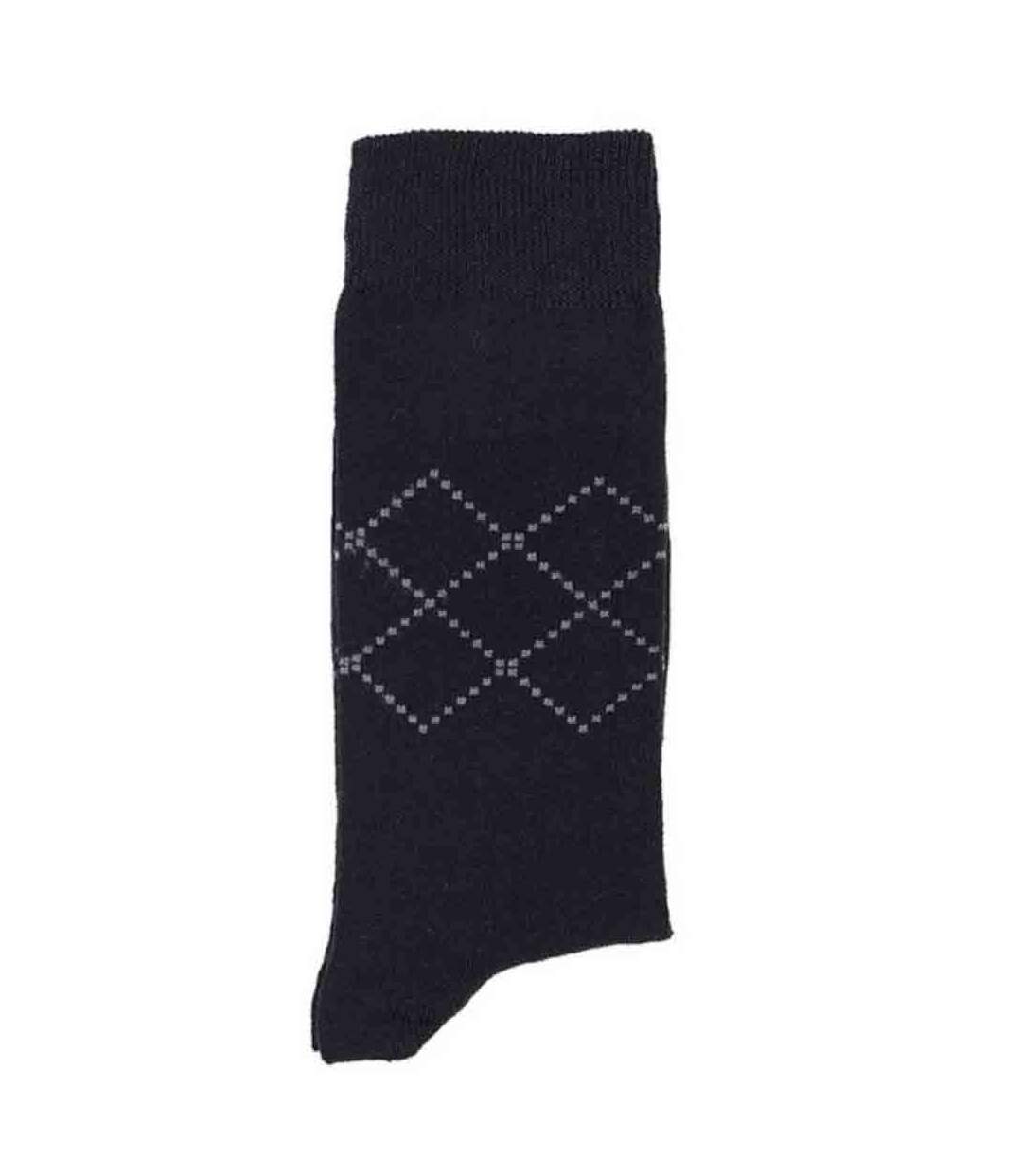 Chaussettes homme noires losanges gris-2