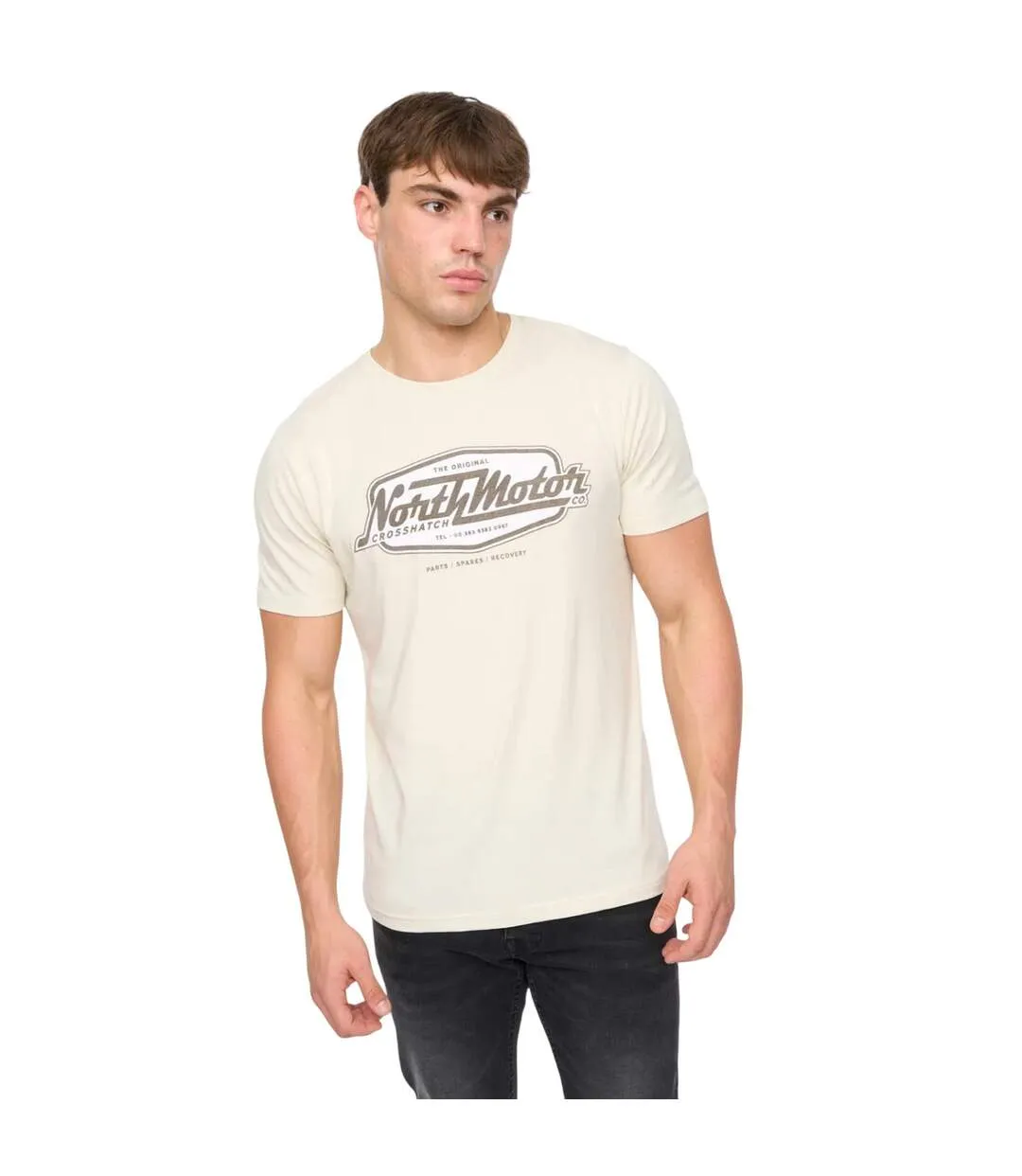 Mens Hellmere T-shirt Off White Crosshatch-2