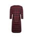 Womens/ladies amria striped organic cotton square neck dress mulled wine Weird Fish