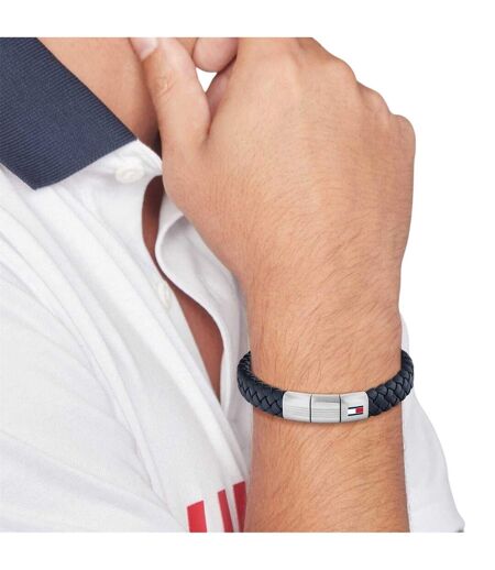 Mens Leather Braided Bracelet One Size Blue Tommy Hilfiger
