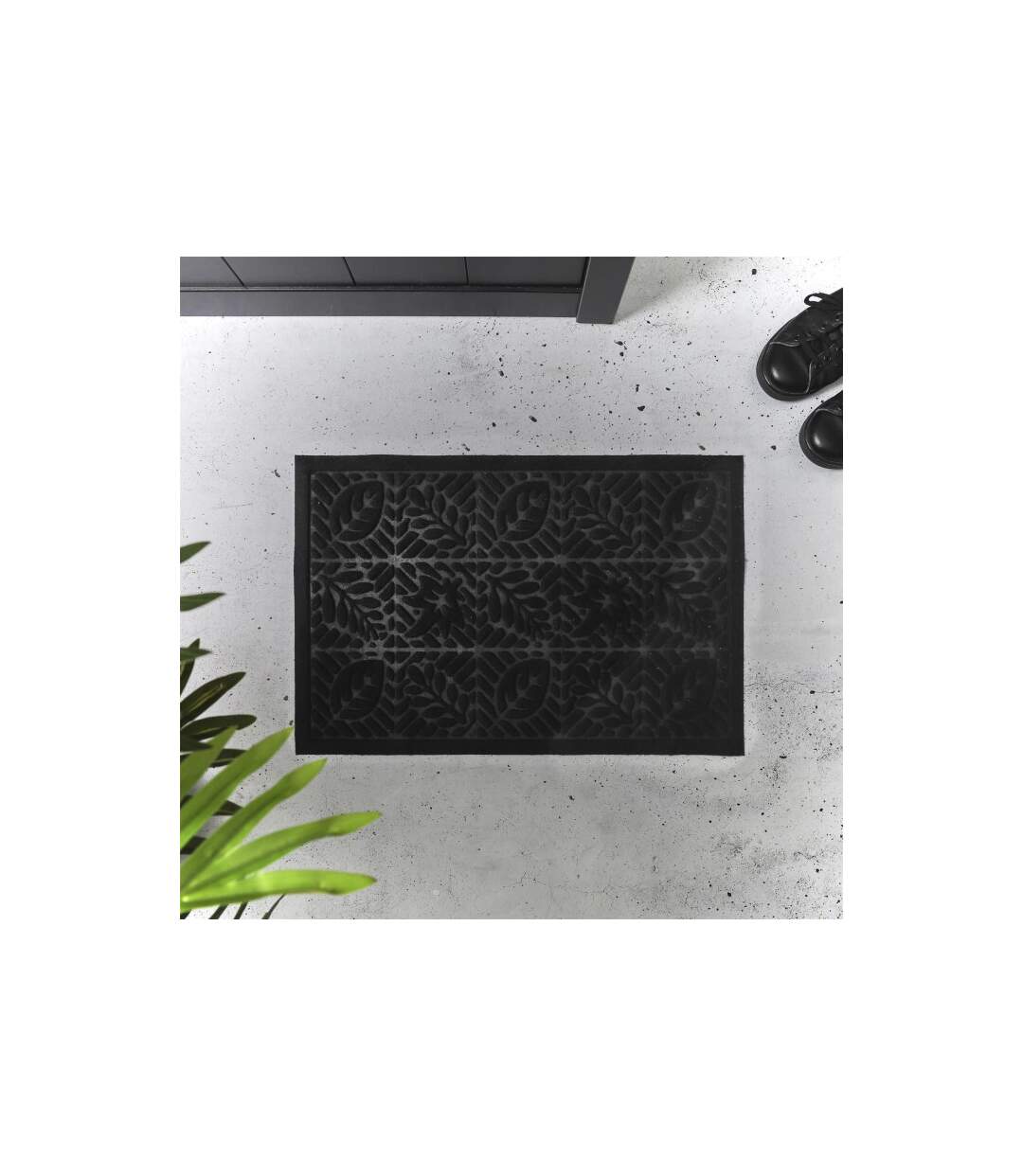 Paillasson Embosse Antidérapant 40x60cm Noir-2