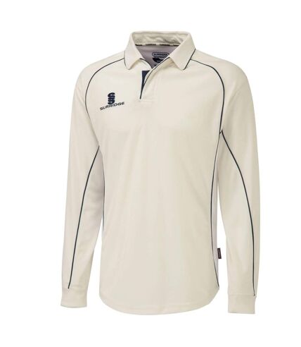 Surridge Mens/Youth Premier Sports Long Sleeve Polo Shirt (Cream/Green) - UTRW1496