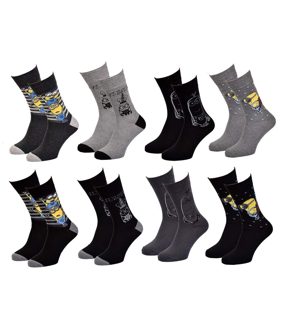 Chaussettes homme Moi,Moche et Méchant en Coton -Assortiment modèles photos selon arrivages- Pack de 4 Paires