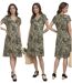 Robe femme manches courtes, imprimée kaki, longueur genoux - Original et féminine-2