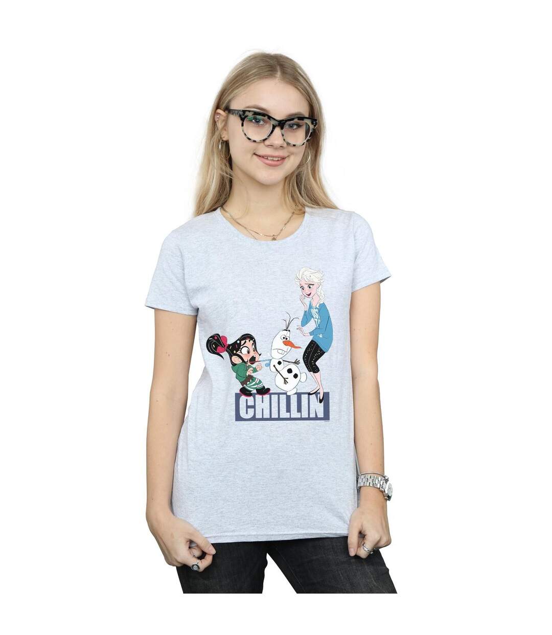 Disney T-shirt en coton Womens/Ladies Wreck It Ralph Elsa And Vanellope (Gris sportif) - UTBI44976-2