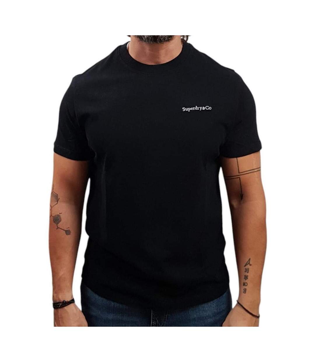 T-Shirt noir/crème homme superdry essential-1