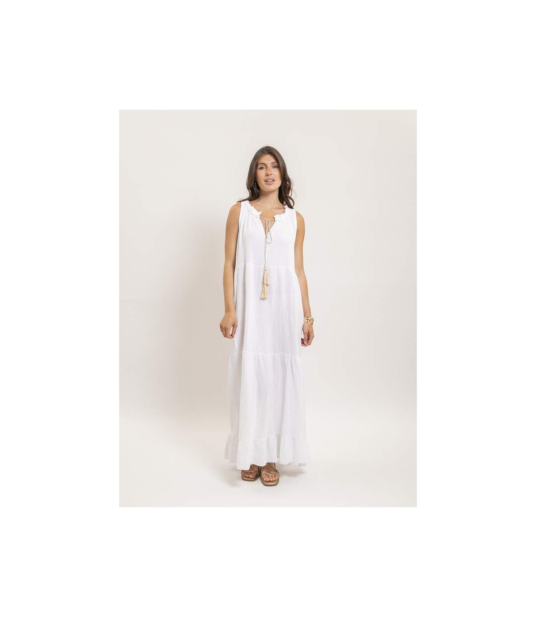 Robe longue gaze de coton IJELMA - Dona X Lisa-1