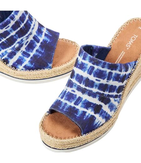 Womens/ladies Tie Dye Wedge Sandals Blue Toms