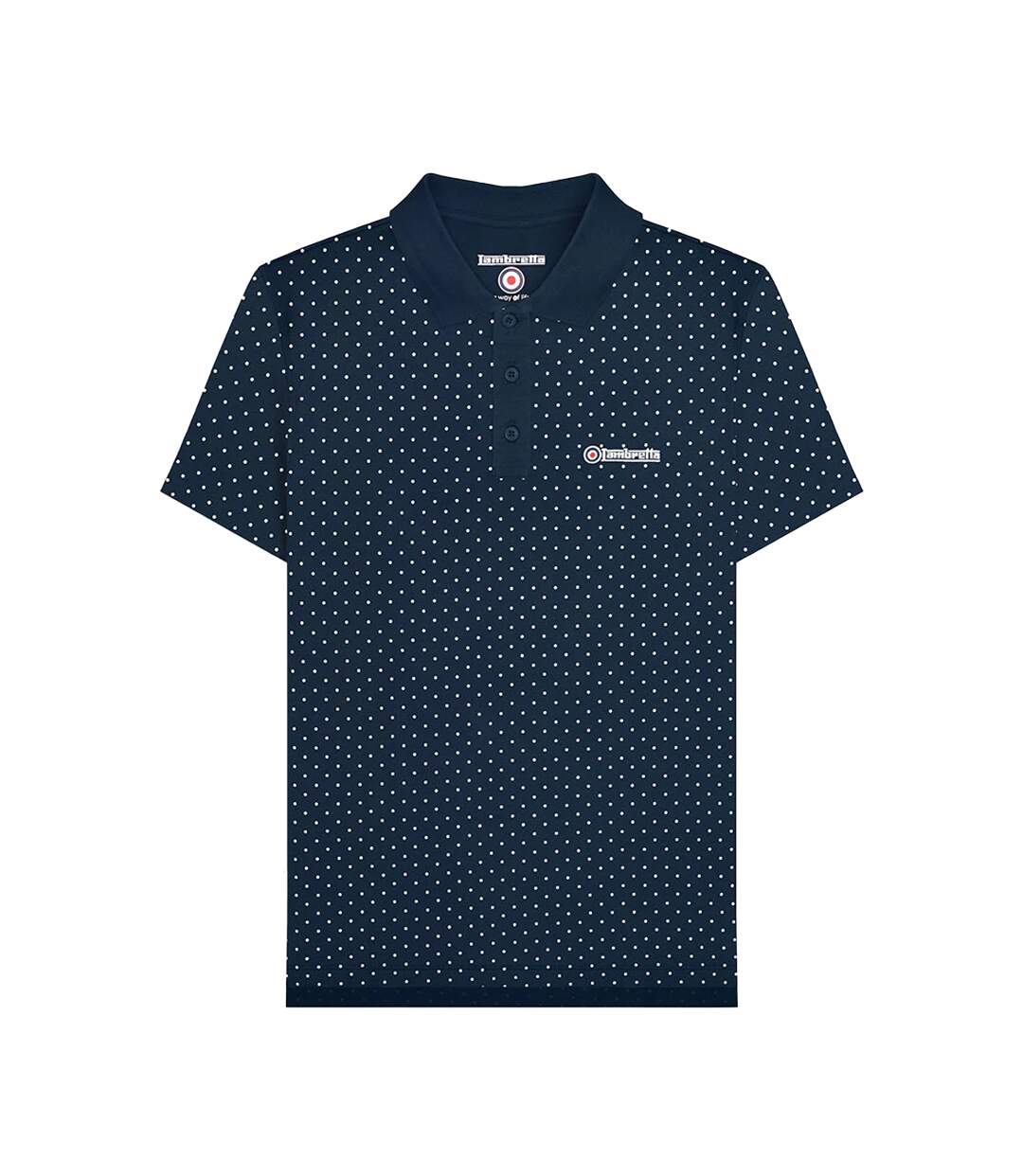 Mens Ss24 Polka Dot Polo Shirt Navy Lambretta-1