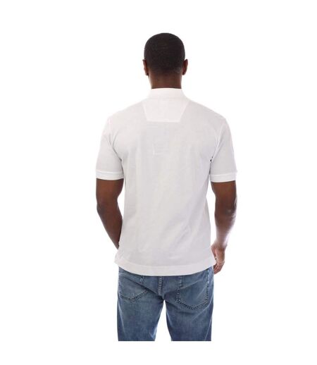 Mens Embroidered Logo Cotton Polo Shirt White Boss