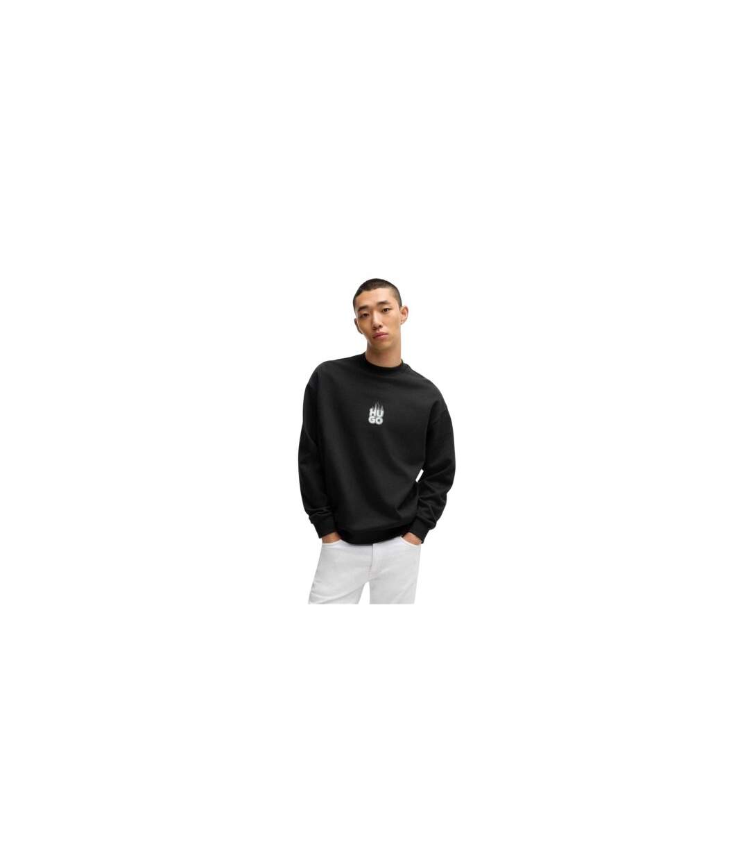 Sweat Motif/style Flammes Homme Noir Hugo-1