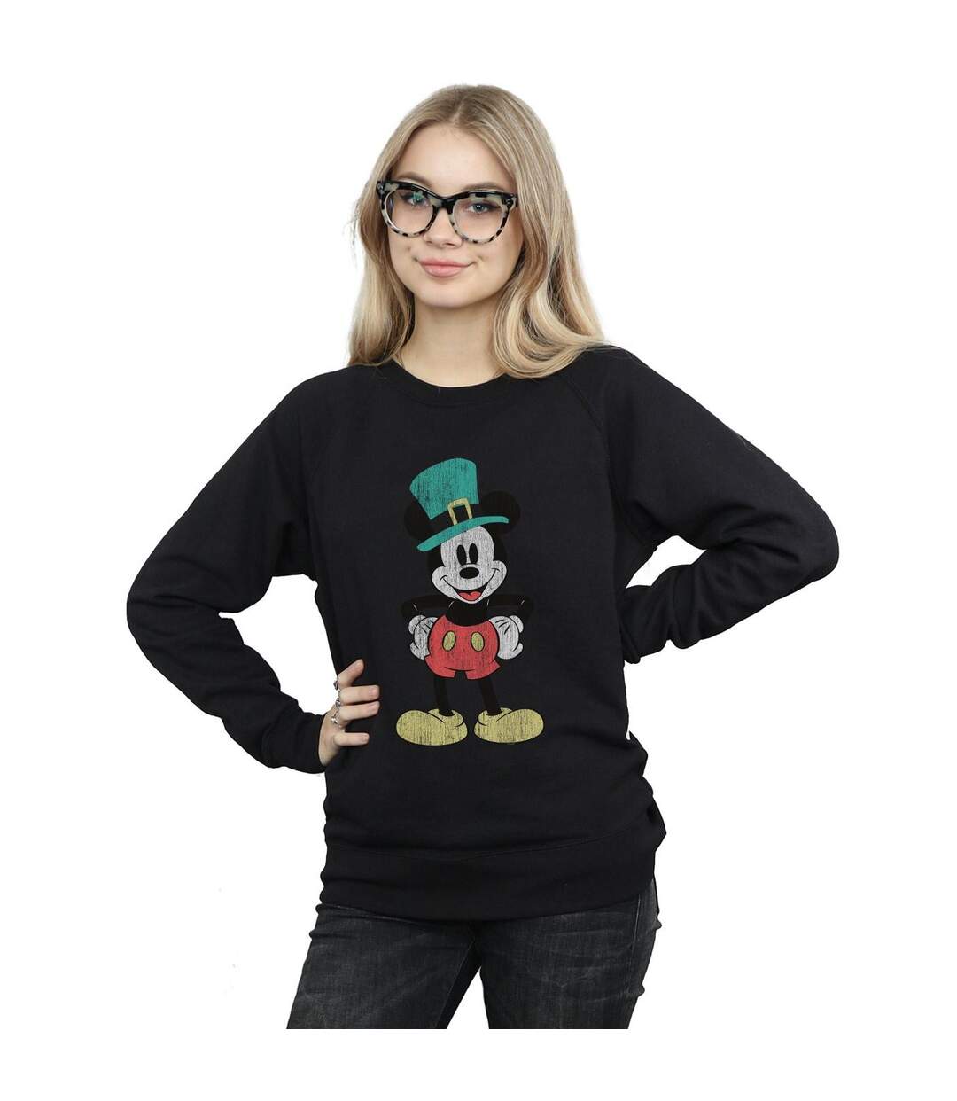 Disney Sweatshirt chapeau Mickey Mouse Leprechaun Femme/Ladies (Noir) - UTBI27951-2