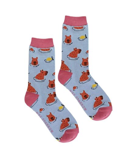 Miss Sparrow - Chaussettes Fantaisie Femme Bambou Motif Capybara Douces Cadeau