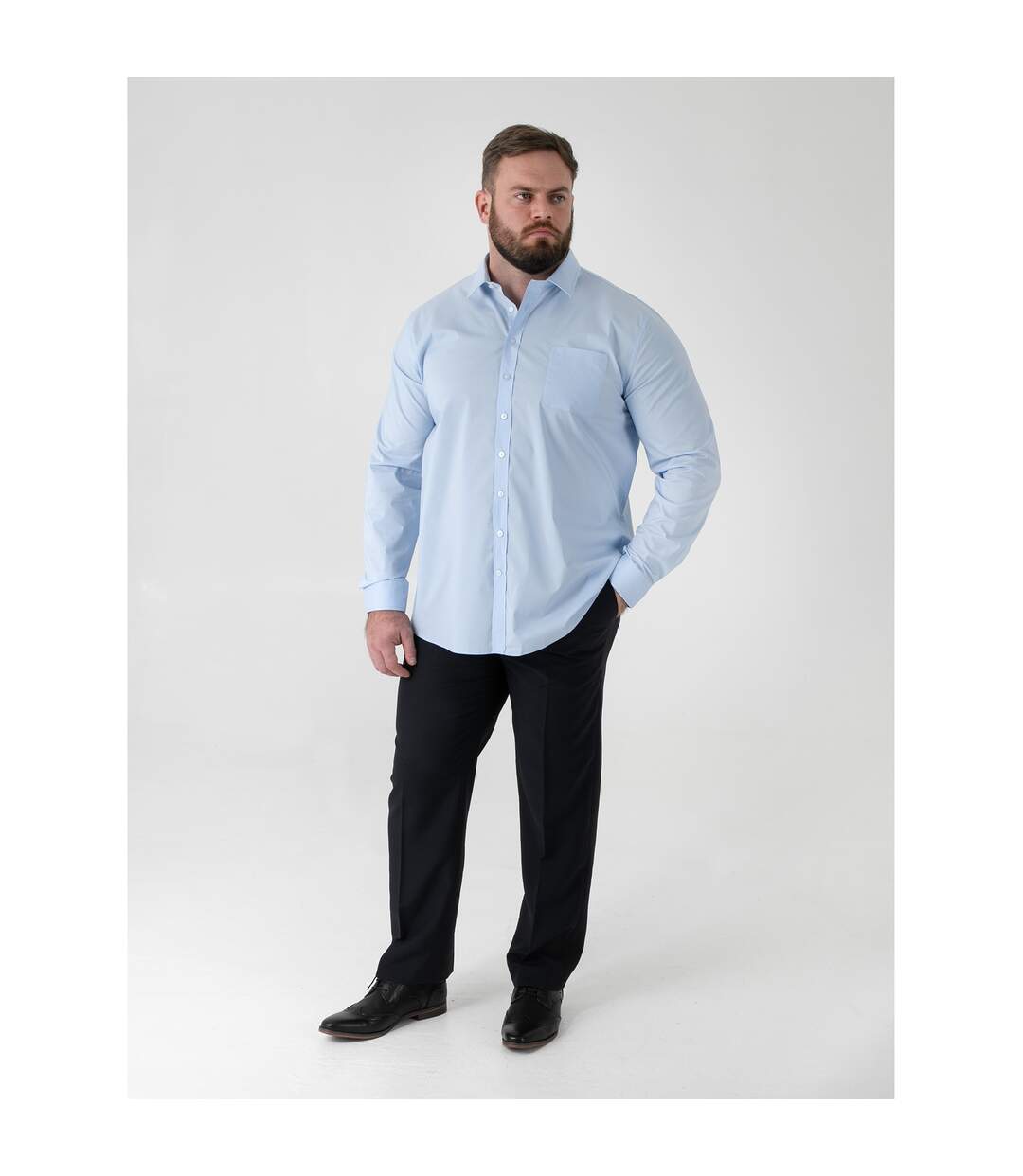 D555 Chemise Extensible Manches Longues Oliver Homme Bleu Ciel Duke-1