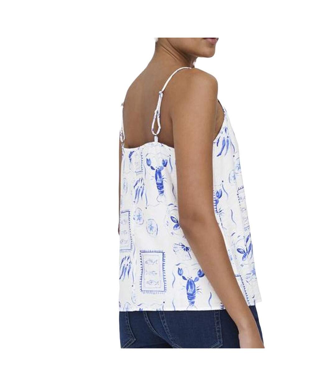 Débardeur blanc/bleu femme jdy ada-2