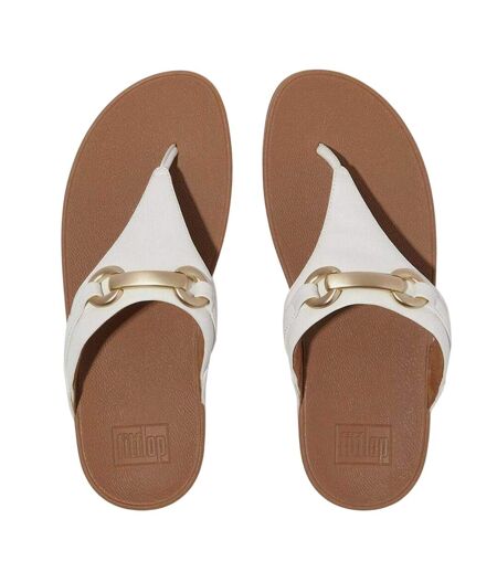 Womens/ladies Leather Snaffle Standard Sandals White Fit Flop