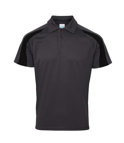AWDis Just Cool Mens Short Sleeve Contrast Panel Polo Shirt (Charcoal/Jet Black) - UTRW3479