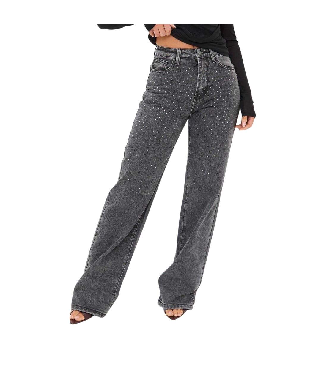 Jean Motif/style Embelli Femme Gris Délavé I Saw It First-2