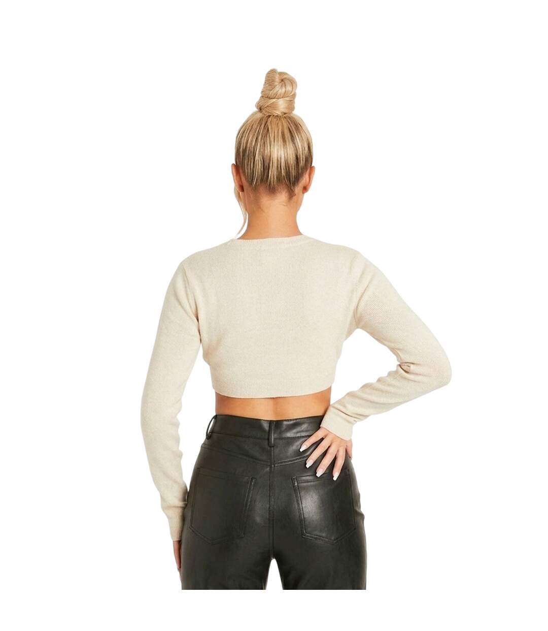 Pull Femme Beige Gris Missy Empire-2