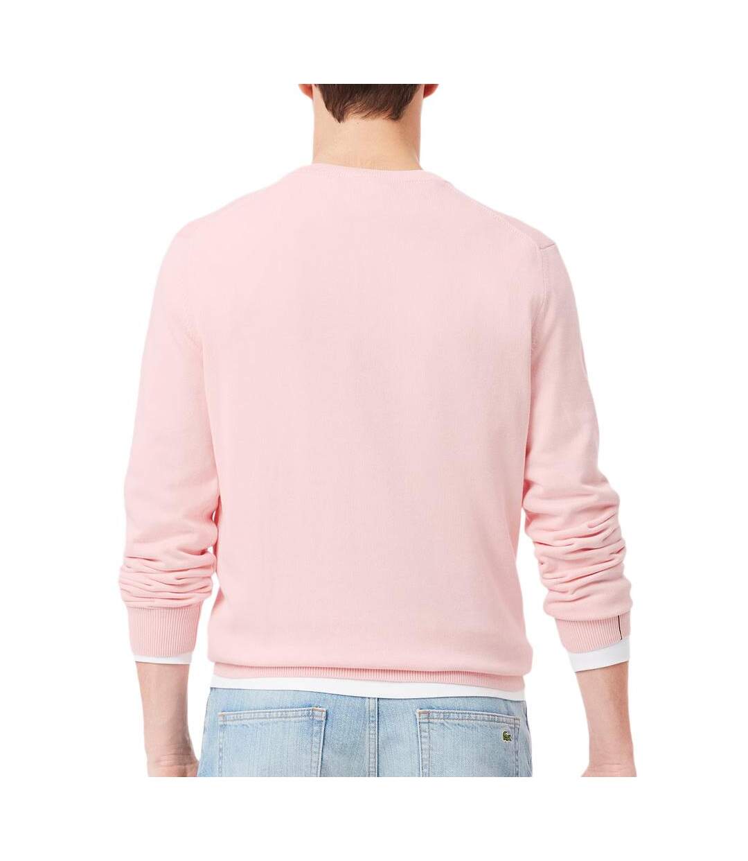 Pull rose homme lacoste organic cotton crew - l-2