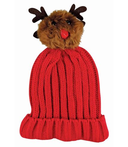 Femme Tricot Bonnet de Noël avec Rudolph Pompom