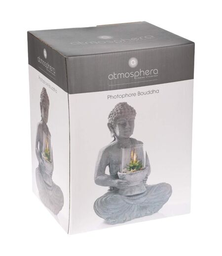 Photophore en Ciment Bouddha Assis 40cm Gris