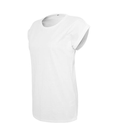 Build Your Brand Womens/Ladies Extended Shoulder T-Shirt (White) - UTRW5675