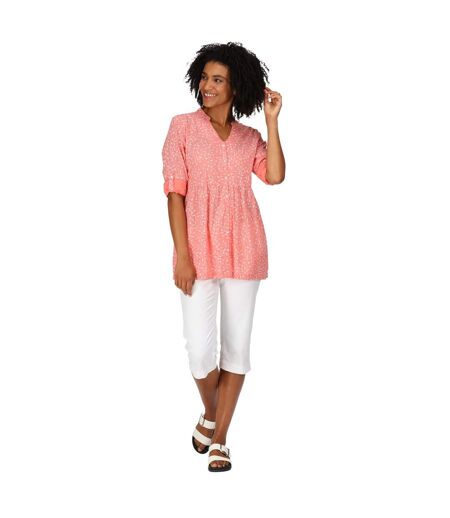 Womens/ladies Nemora Birds Cotton Blouse Shell Pink Regatta
