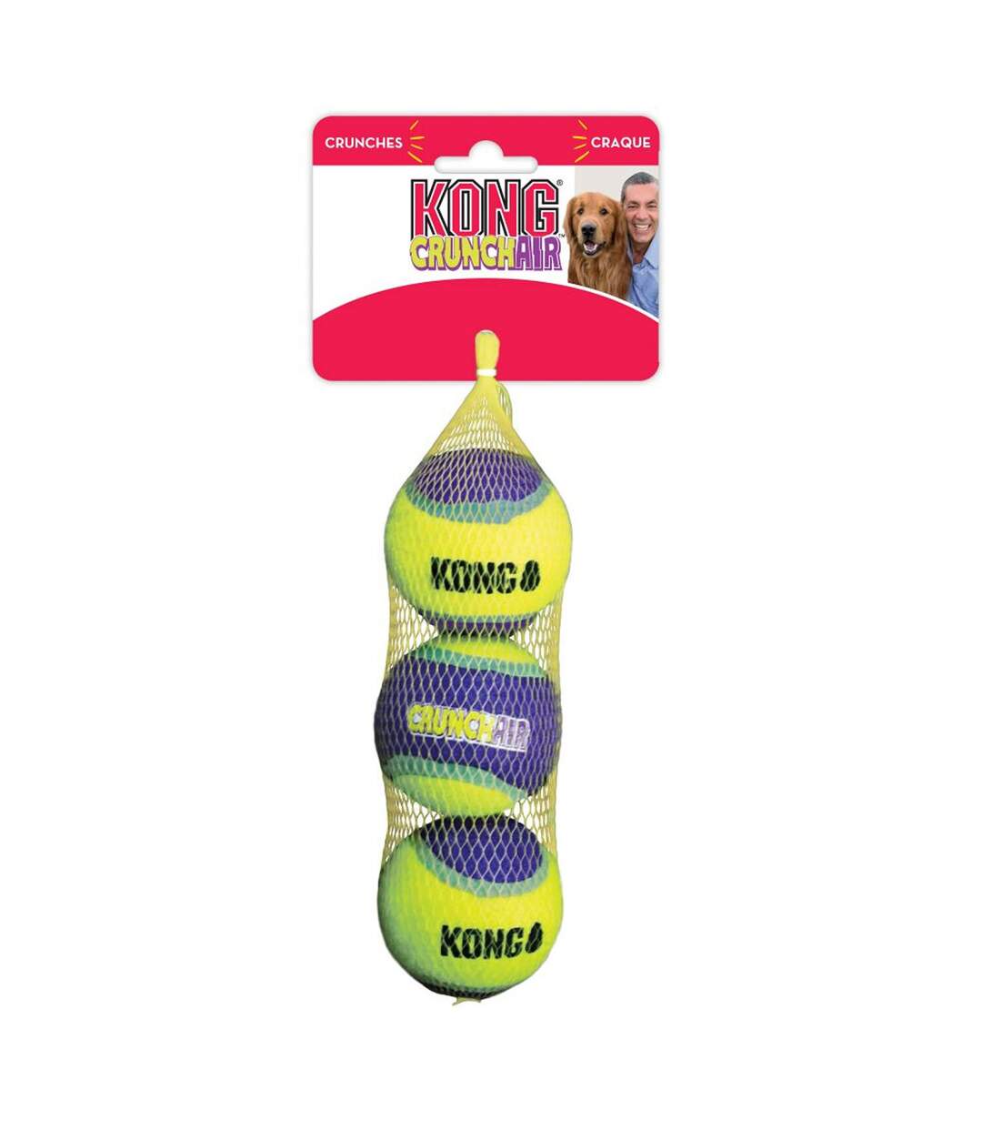 Pack of 3  Crunchair dog ball  m yellow/purple KONG-1