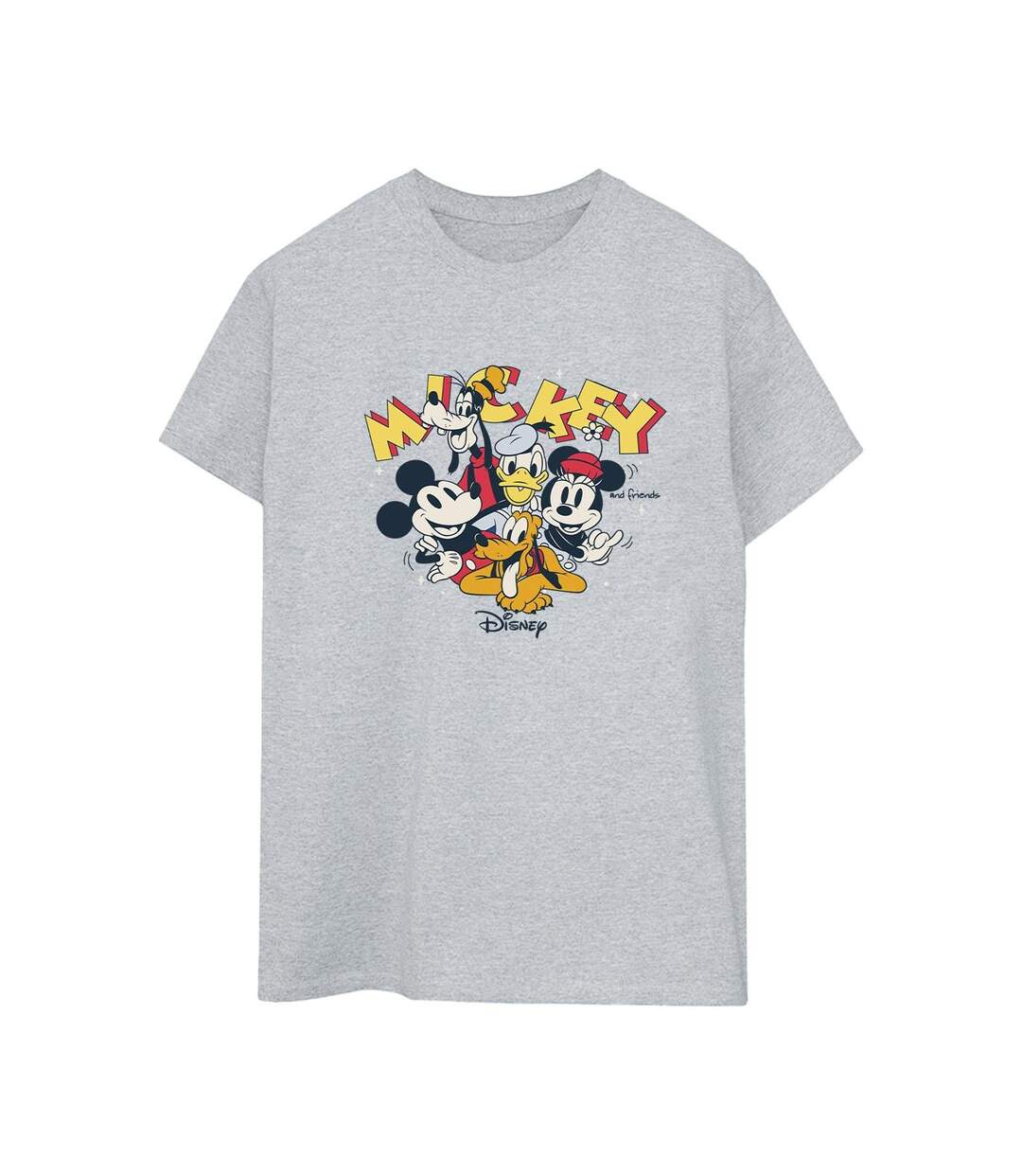 Disney Femme/Ladies Mickey Mouse Group Cotton Boyfriend T-Shirt (Gris sportif) - UTBI38390-1