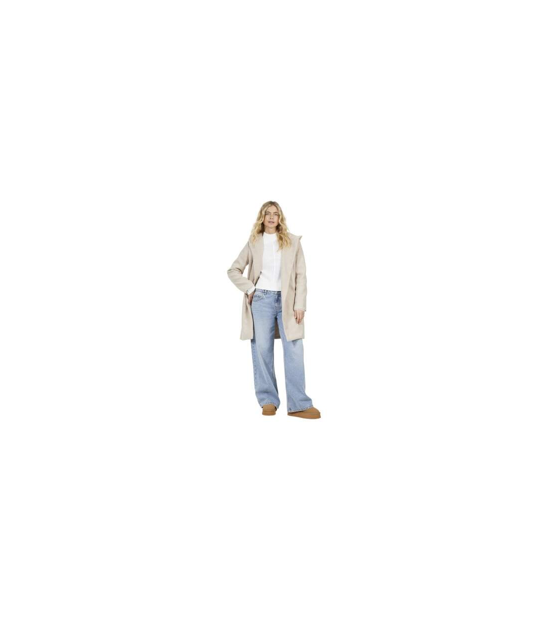Womens/ladies Bari Belt Long Hooded Jacket Oat Marl Brave Soul-1