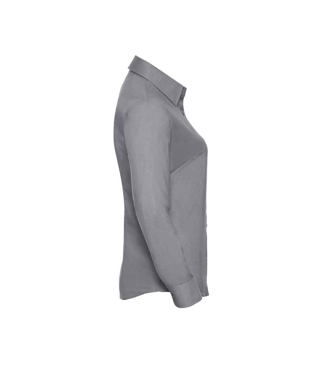 Womens/ladies Oxford Easy-care Long-sleeved Shirt Silver Russell-3